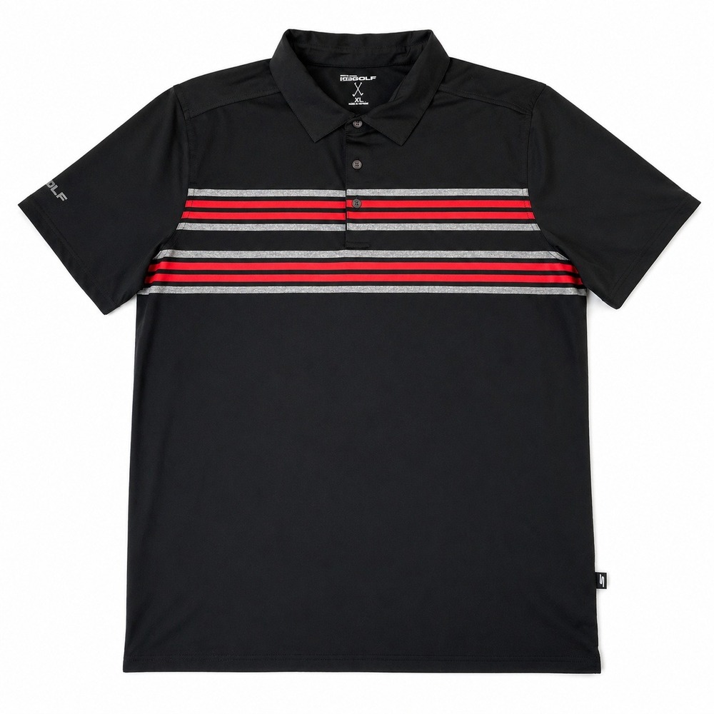Skechers GO GOLF Polo Shirt Men XL Black Red Striped Blokecore Athleisure Sporty